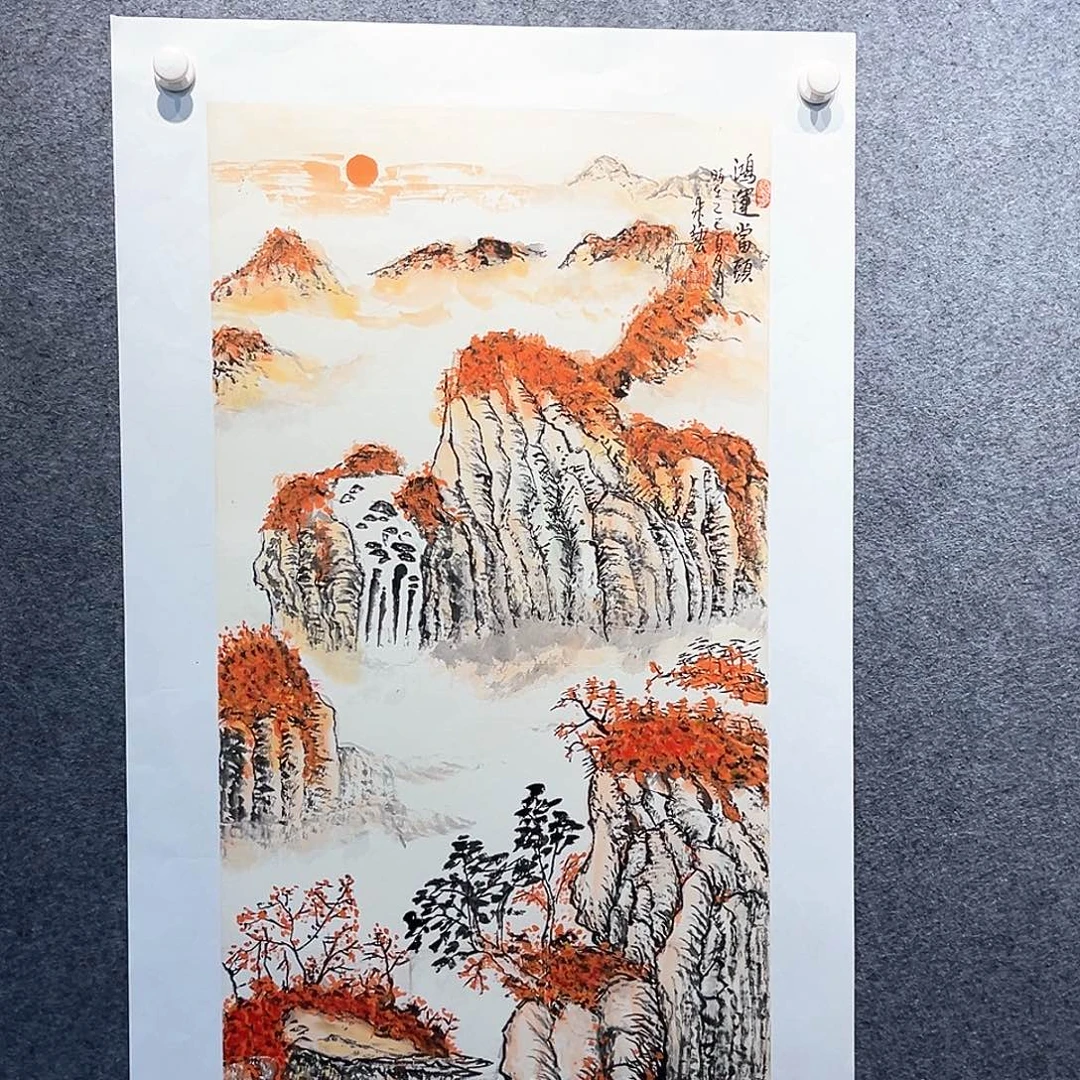 国画纯手绘画心原创