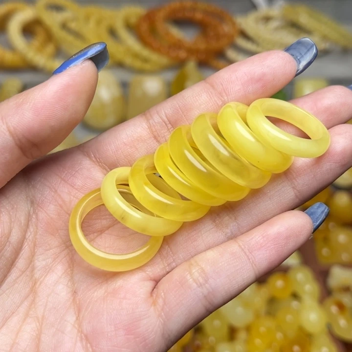 蜜蜡未镶嵌珠宝奇石天然蜜蜡戒圈戒指指环一个