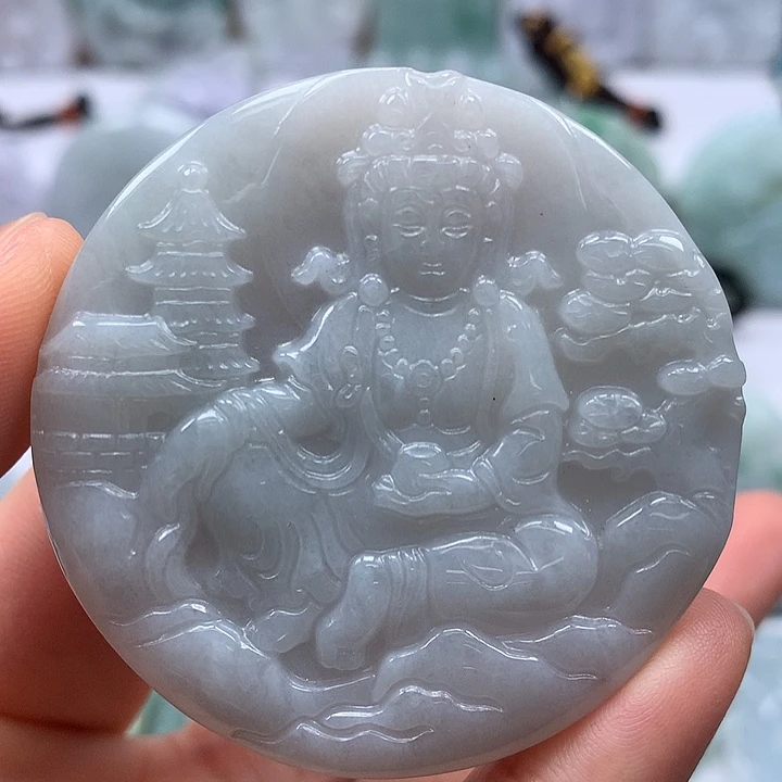 翡翠未镶嵌颈饰山水观音福利