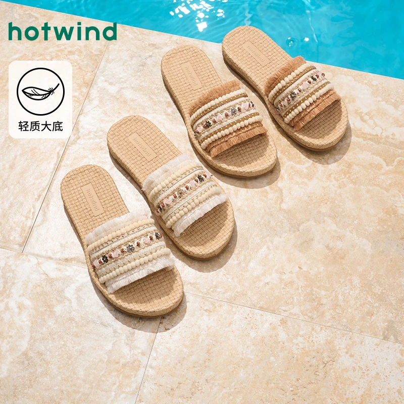 热风2025年夏季新款女士时尚拖鞋H62W25222