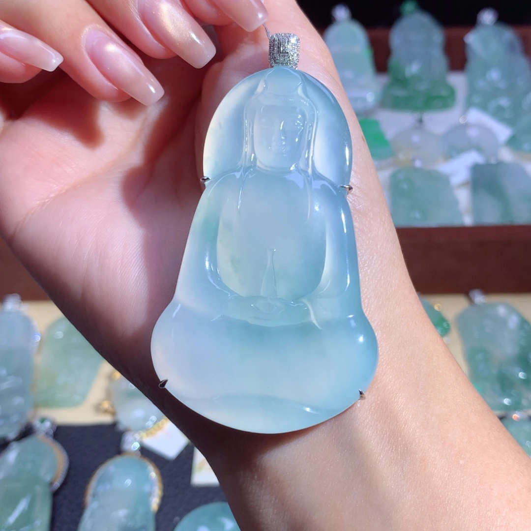 吊坠(不含链)18K金镶嵌翡翠