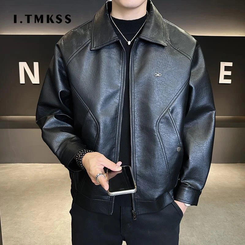 美式宽松皮衣外套男款春秋季摩托车PU皮夹克潮牌高端男装休闲上衣