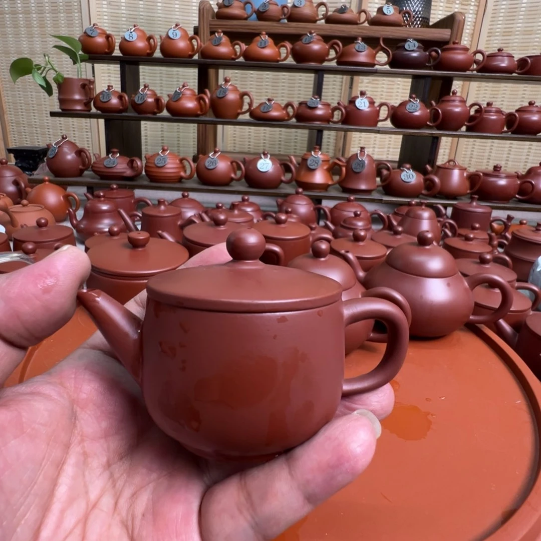 茶壶紫砂海*?潮州手拉朱泥壶，微瑕不退换