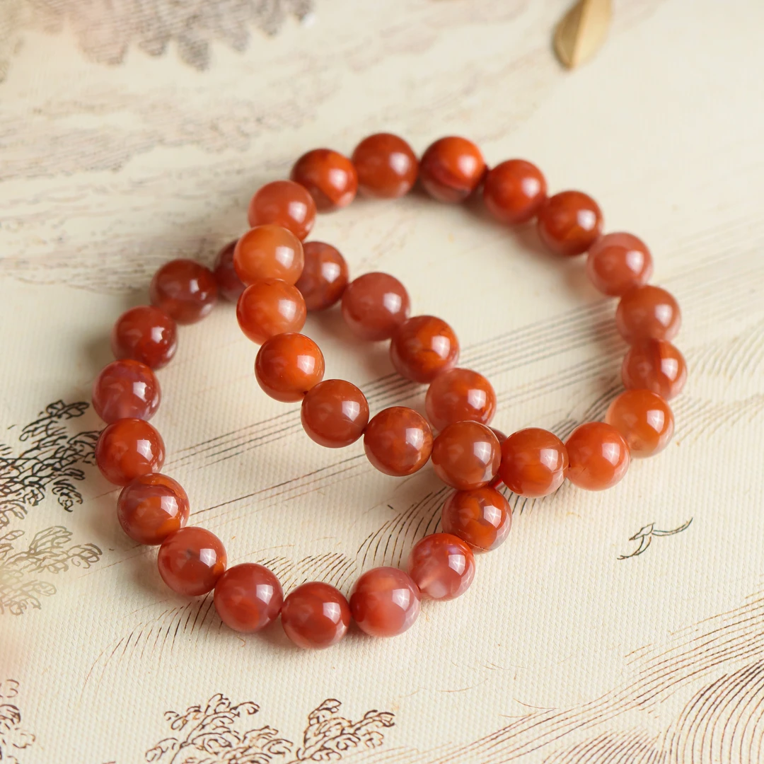 南红玛瑙圆珠手工DIY时尚精致女款单圈手串（多样性发货 发其一）