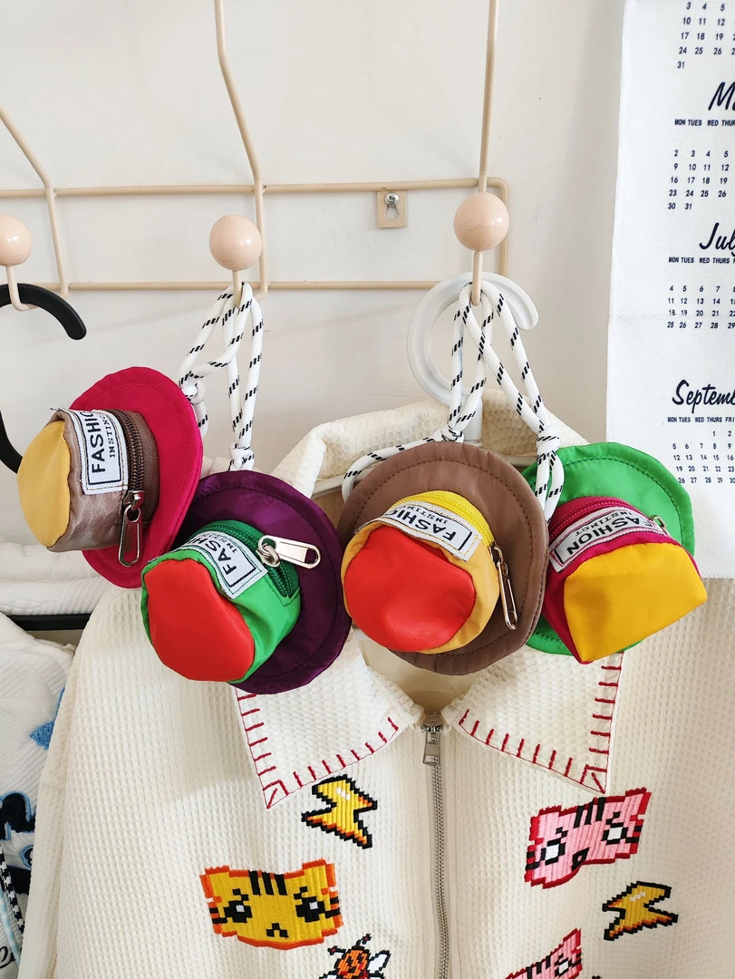 【加菲专属】时尚凹造型帽子小挎包可爱儿童耳机钥匙小卡包零钱包