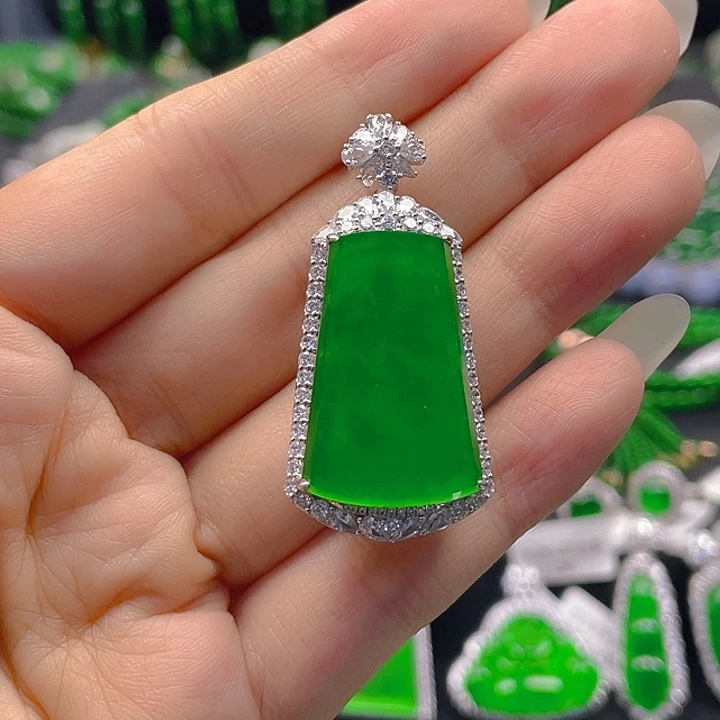 翡翠银S925镶嵌颈饰帅****天然A货翡翠 阳