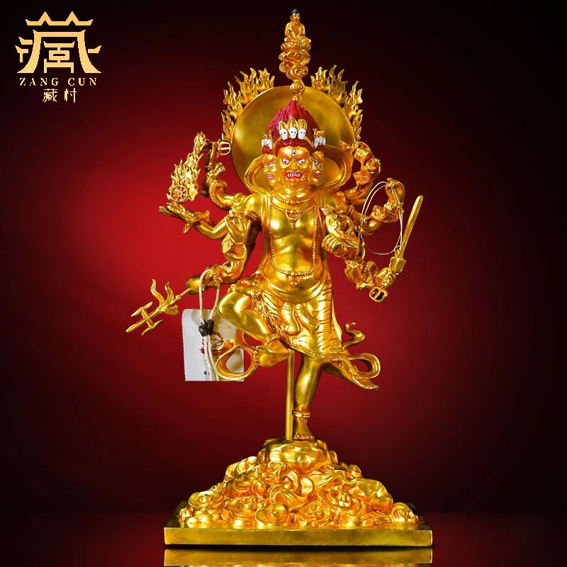 藏村全鎏金《晦寂金刚》铜像摆件居家玄关客厅办公室铜桌面摆饰