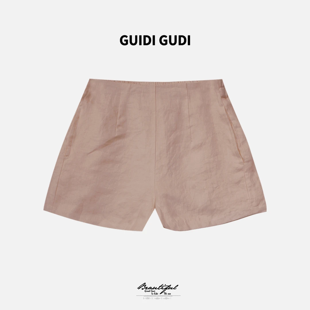 GUIDI GUDI【巴赫旧约】气质休闲百搭时尚短裤 /黄加蓝 K9521215H