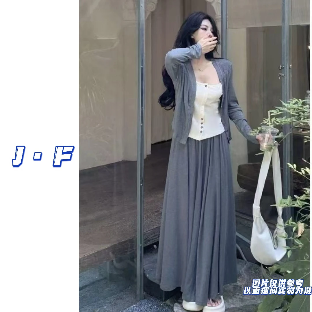 JF定制大码女装盐系薄款吊带背心半身裙三件套2526