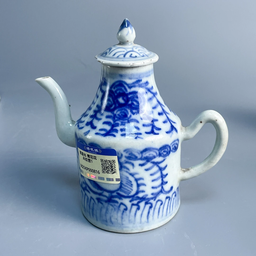 清道光 青花花卉纹壶-M25KP000816