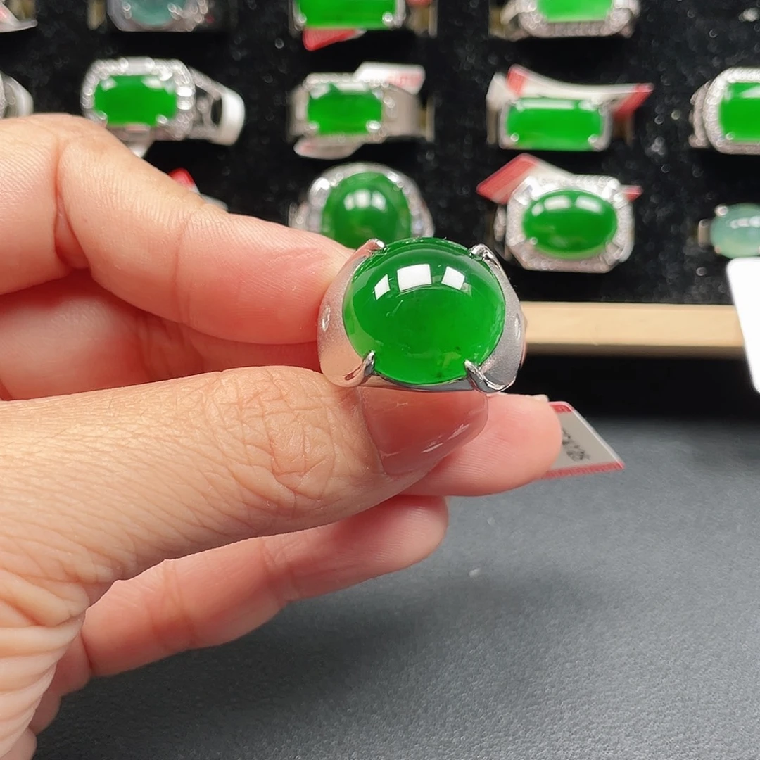 翡翠银S925镶嵌戒指编号4125没运费险