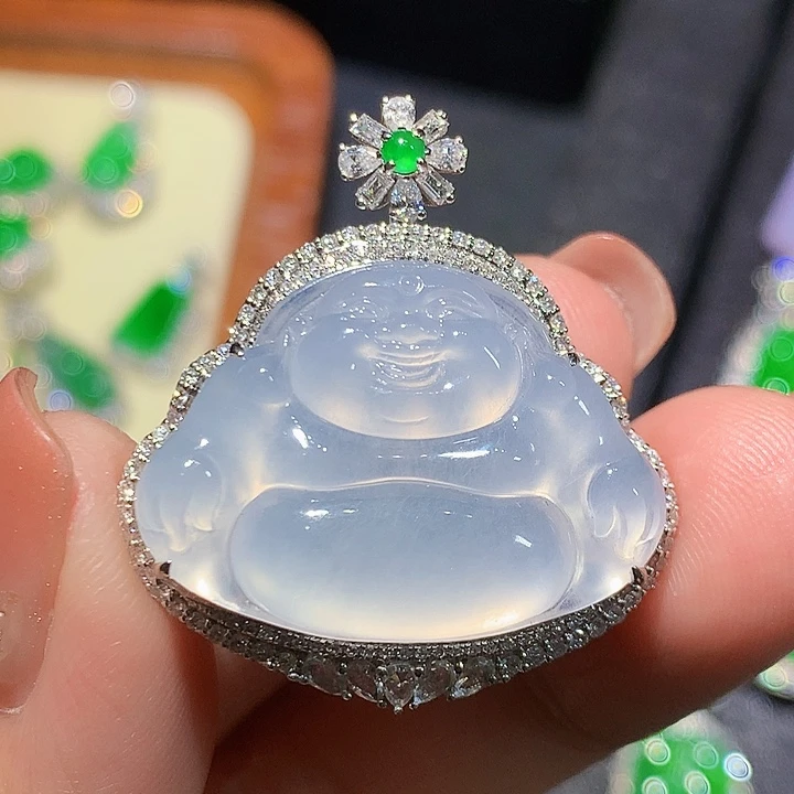 翡翠18K金镶嵌吊坠(不含链)