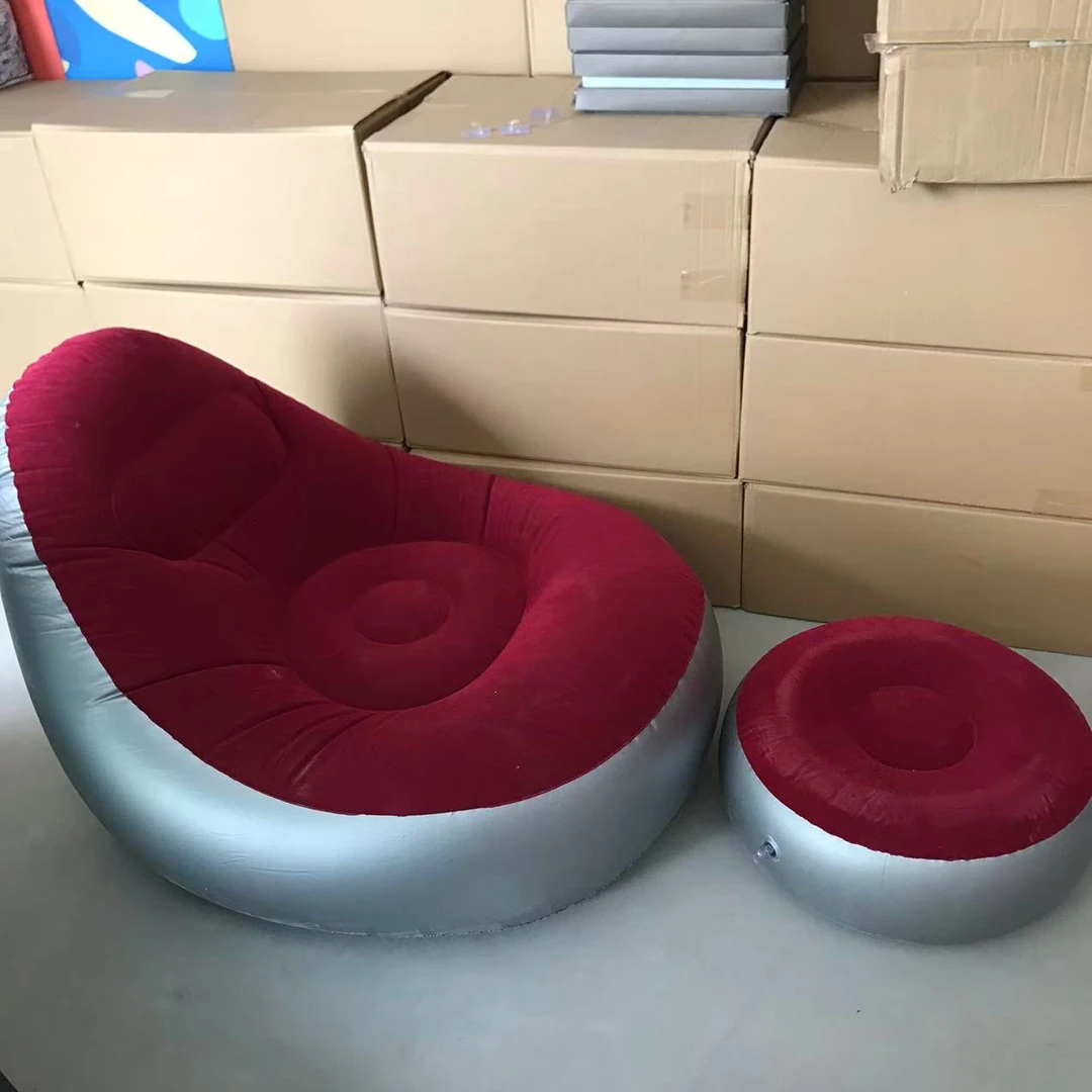 新款加厚充气沙发懒人沙发带脚凳户外可折叠便携躺椅单人榻榻米