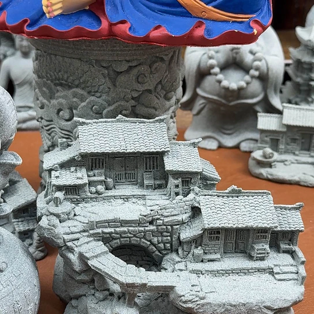 石头青砂石农家小院带桥