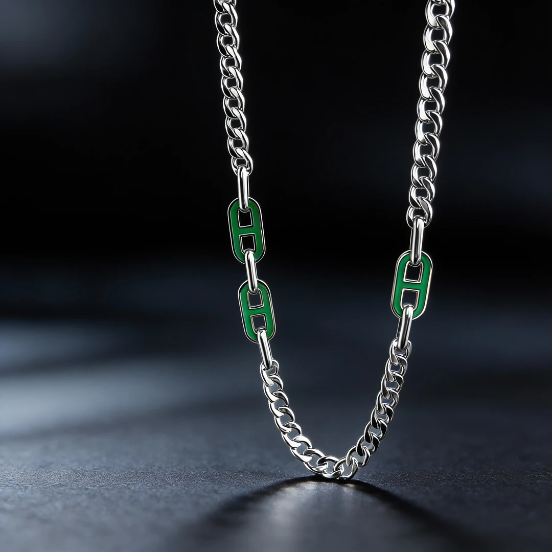 钛钢项链 个性嘻哈拼接男女潮酷小众百搭秋冬毛衣链7078