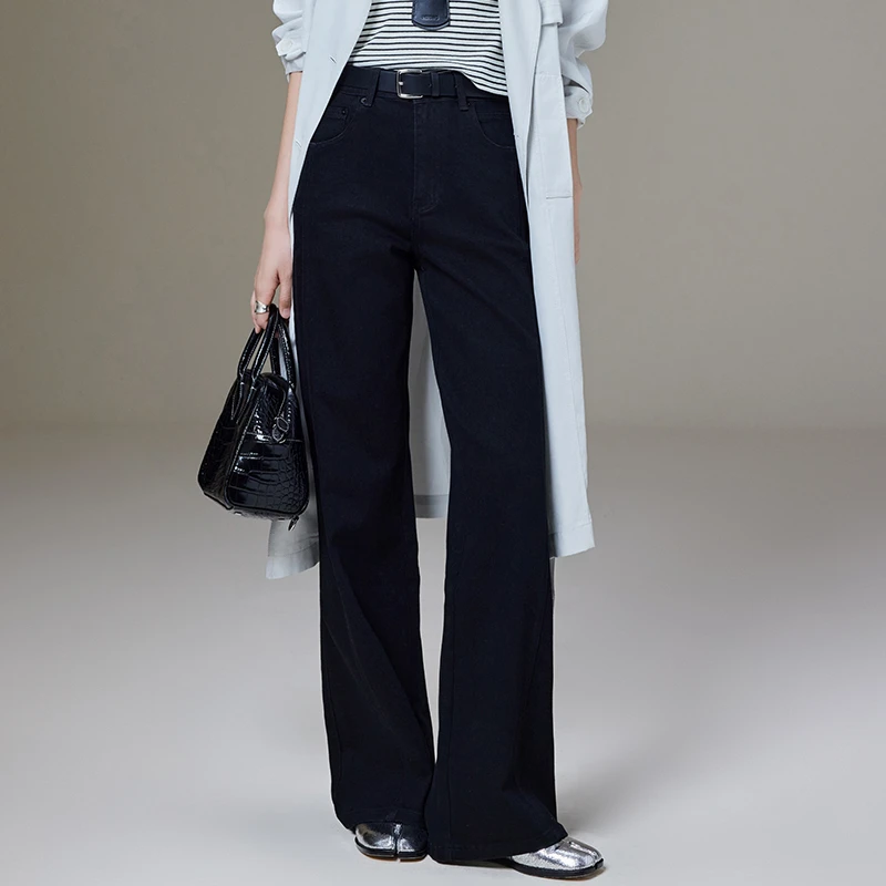 美洋MEIYANG 黑笔牛仔裤 新疆棉斜裁气场拉满喇叭长裤【商场同款】