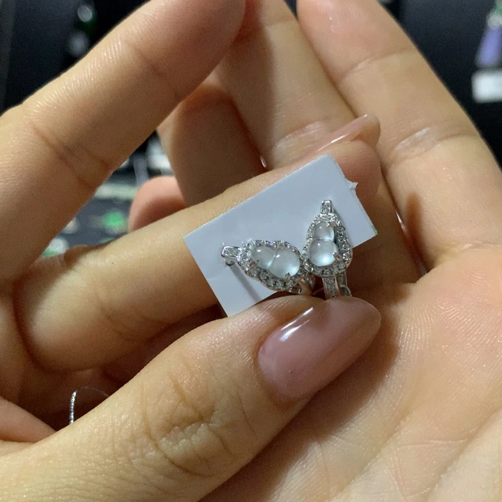 银S925镶嵌翡翠耳饰