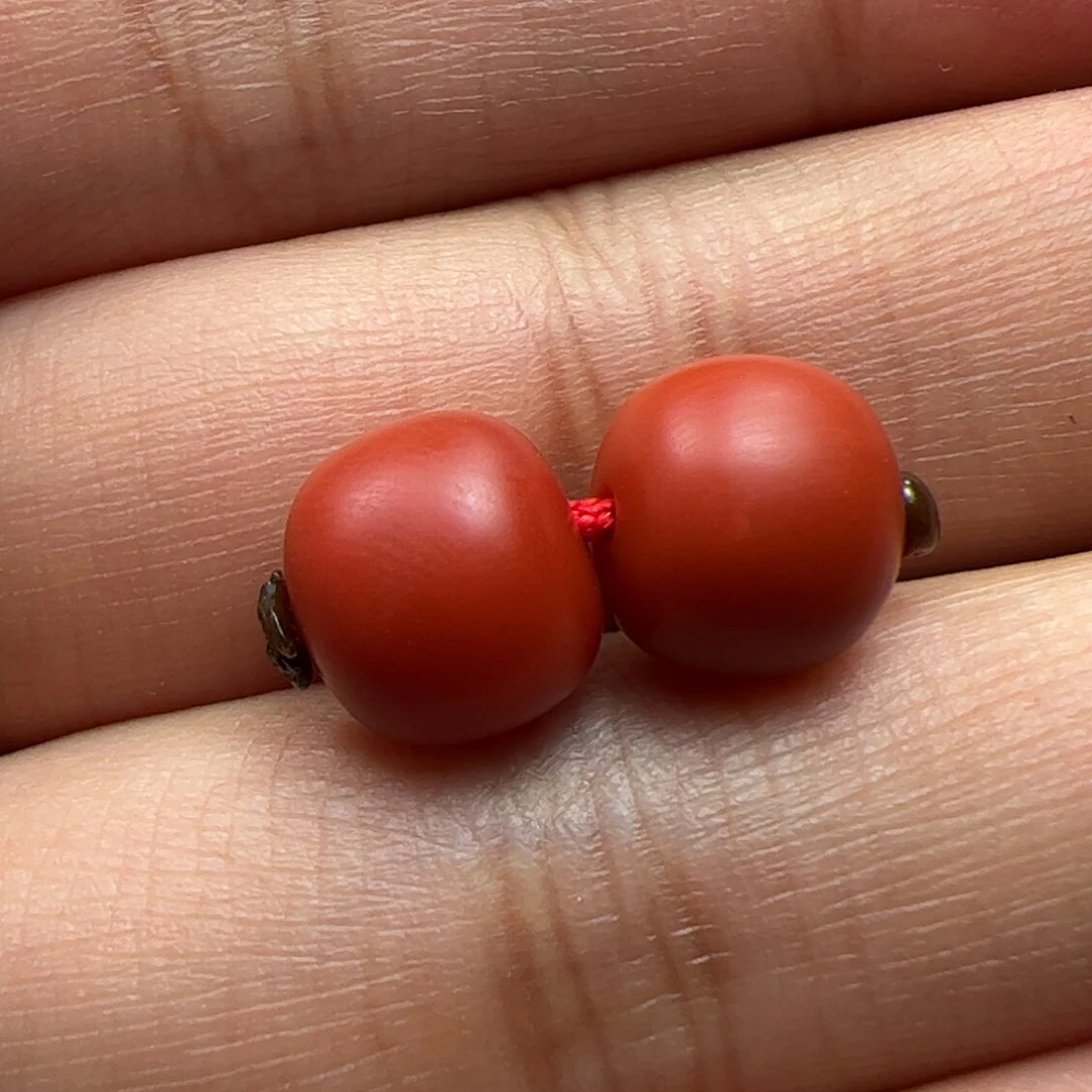 未镶嵌老型对珠南红玛瑙