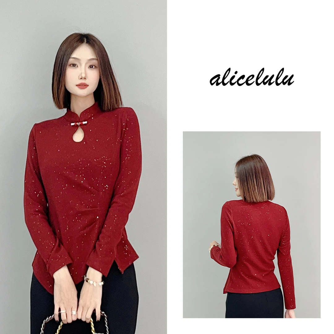 1 alicelulu 石榴红了衬衫 国风雅韵 显瘦百搭 S2141645A
