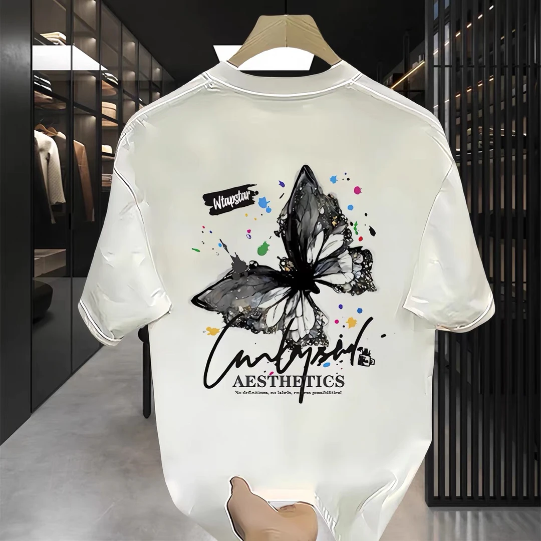 时尚春夏季新款潮牌新款男士短袖青年品质轻奢纯棉高端T恤打底衫