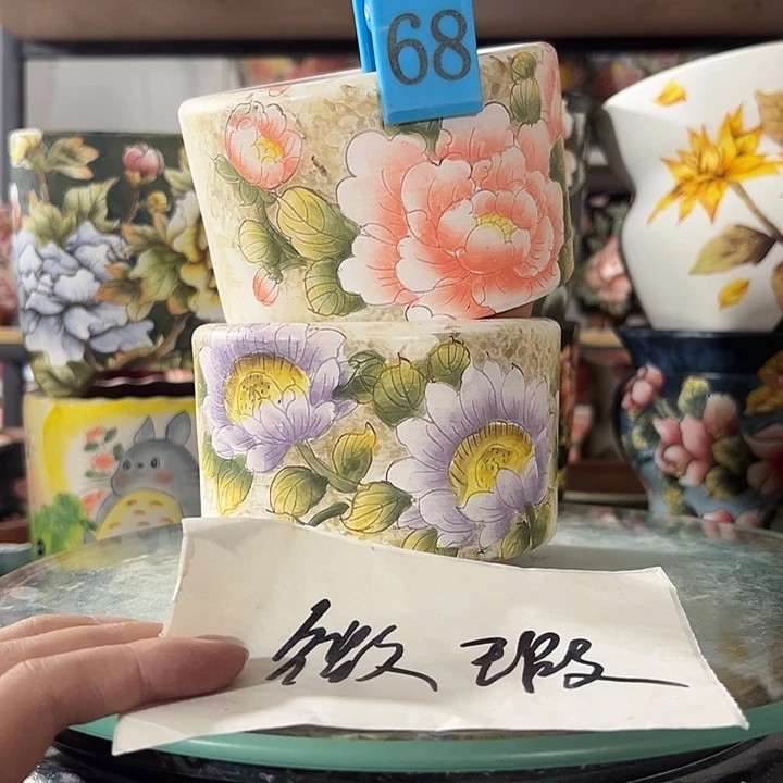 满38包邮 景德镇手绘花盆