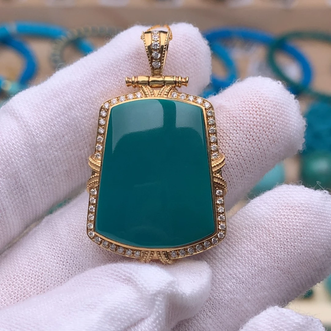 绿松石18K金镶嵌珠宝奇石