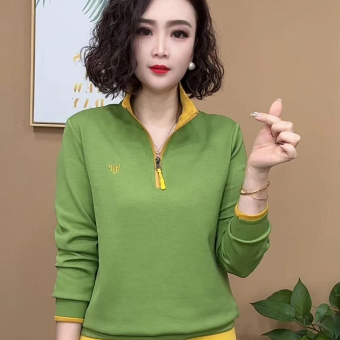 #255卫衣春款休闲百搭时尚修身显瘦半拉链长袖上衣洋气宽松