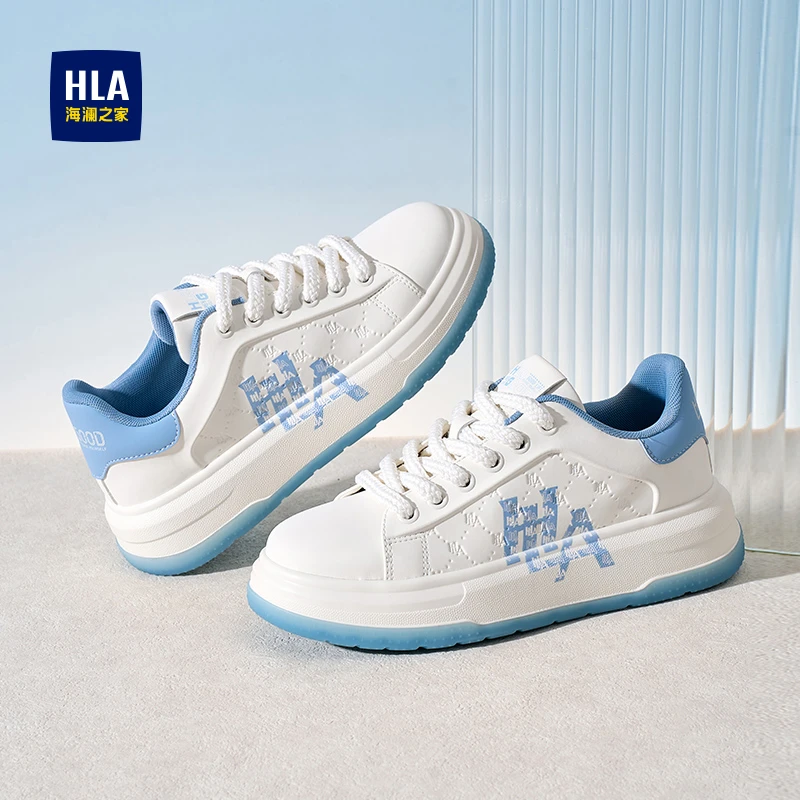 HLA/海澜之家男鞋新款秋季印花增高舒适板鞋百搭休闲情侣小白鞋