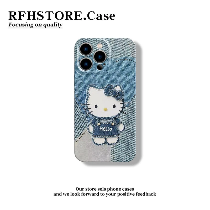 闪度侠复古牛仔凯蒂猫适用iPhone17菲林手机壳华为vivo小米oppo套