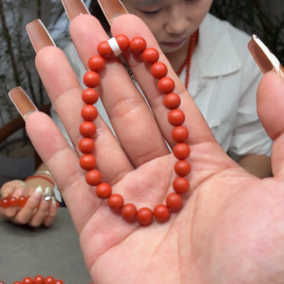 未镶嵌单圈南红玛瑙原矿保山廊坡锦红手串卡7