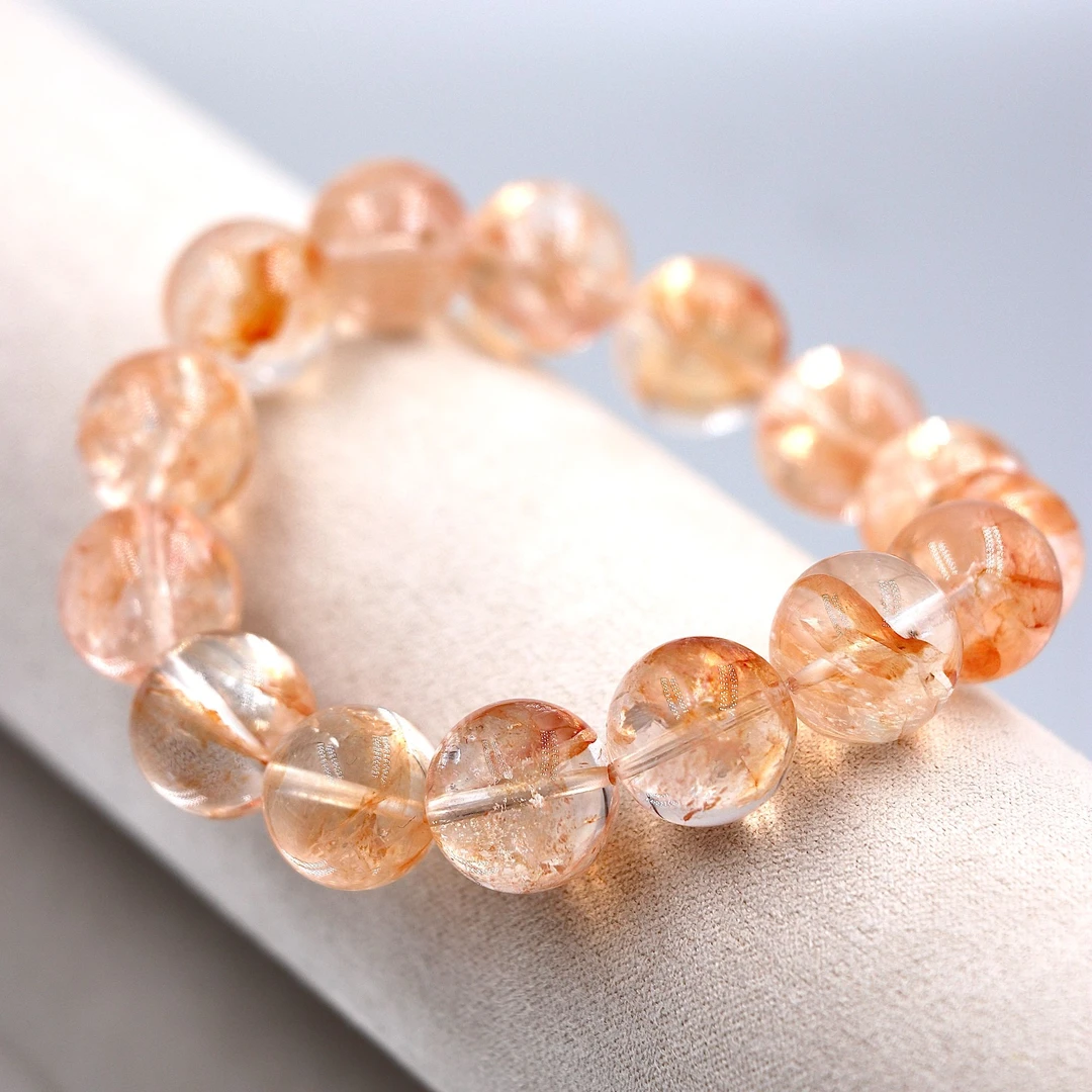 天然净透老矿芬达胶花水晶手串H1553-多样性发一