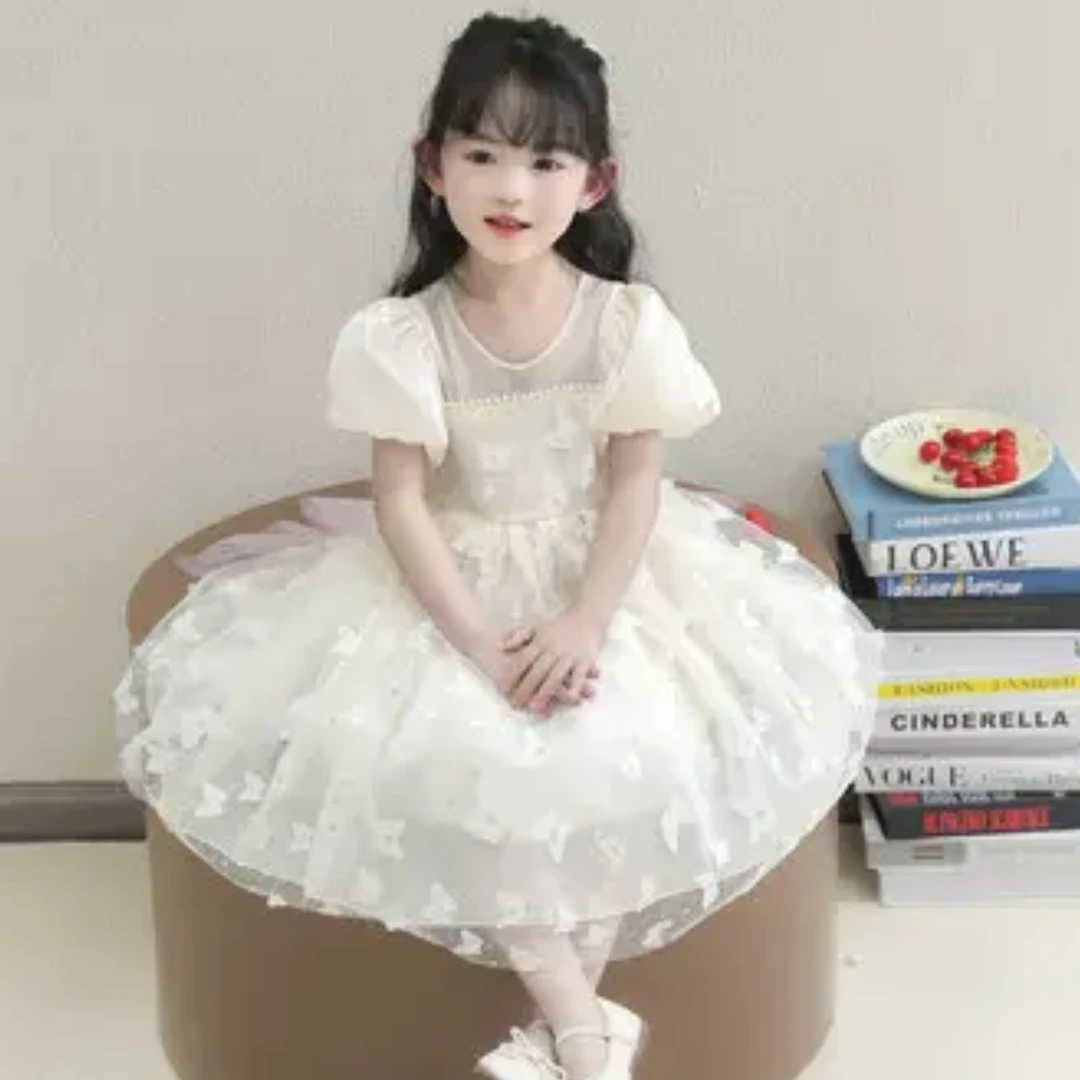 女童夏季新款连衣裙超仙蝴蝶碎花裙甜美洋气礼服裙生日服公主纱裙