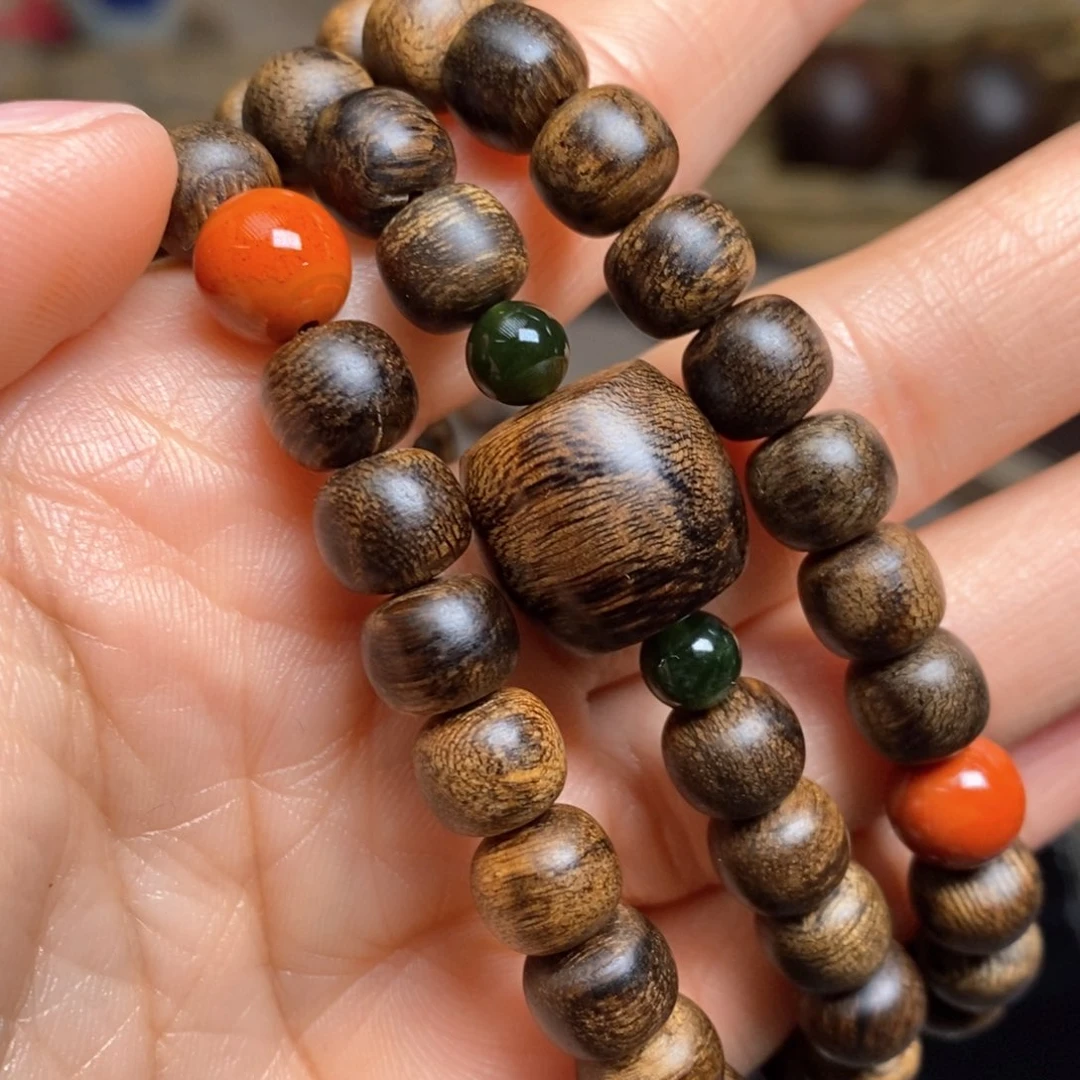 沉香手串越南芽庄紫棋瘤疤6×8设计