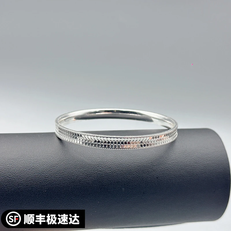 龙鳞银9999手镯女实心闭口镯子时尚百搭轻奢手环送礼物精美简约