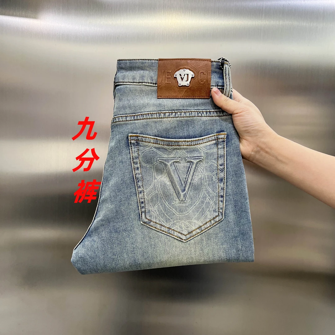 【夏款断码福利】复古蓝色九分裤 男士牛仔  面料柔软 弹力小直筒