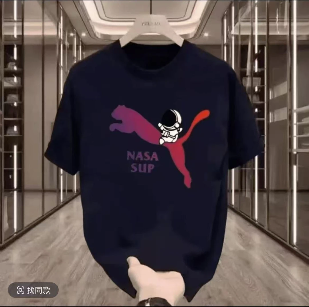 220g棉夏季圆领宽松短袖男女同款情侣装百搭时尚运动简约潮流-D7