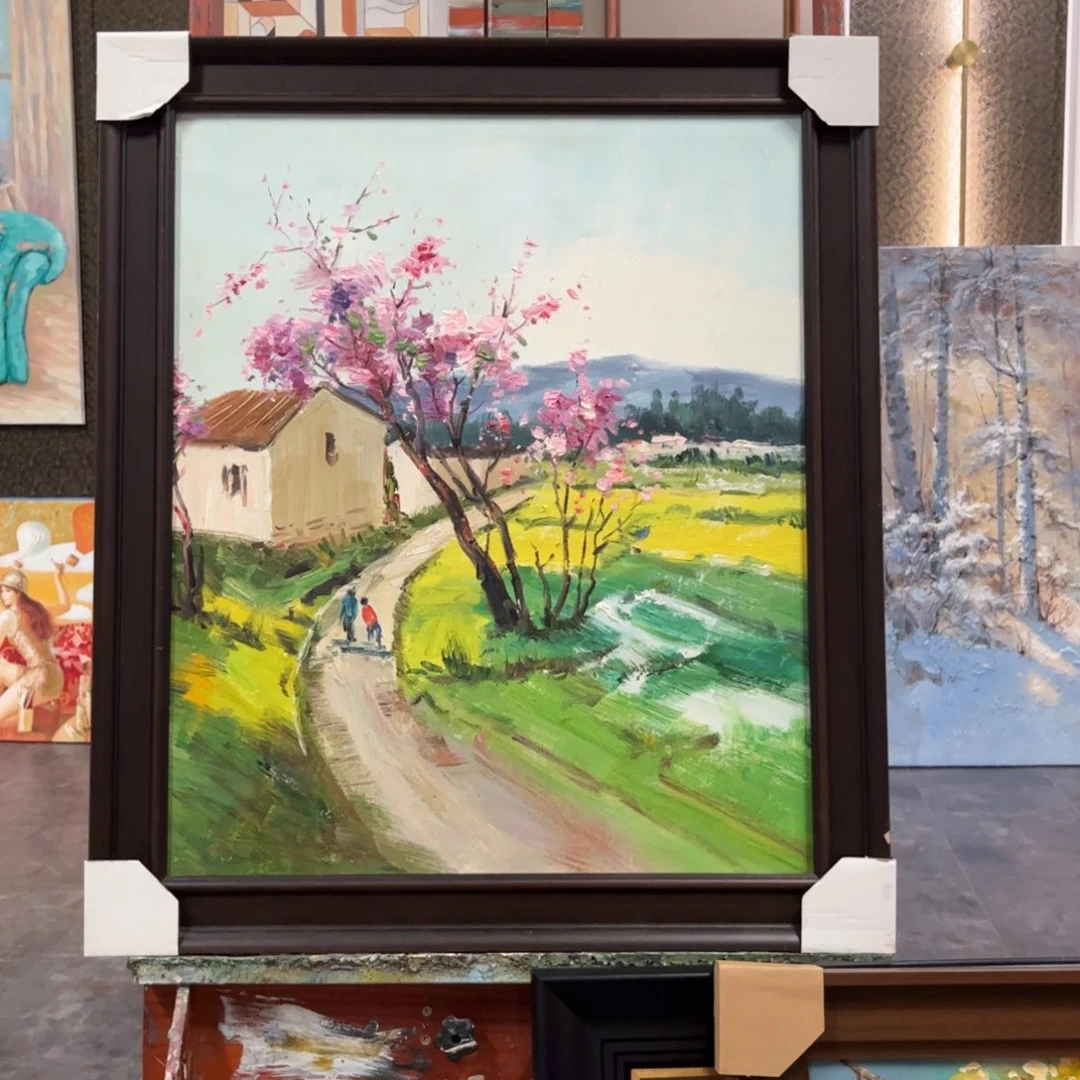 油画风景纯手绘油画带框60×70