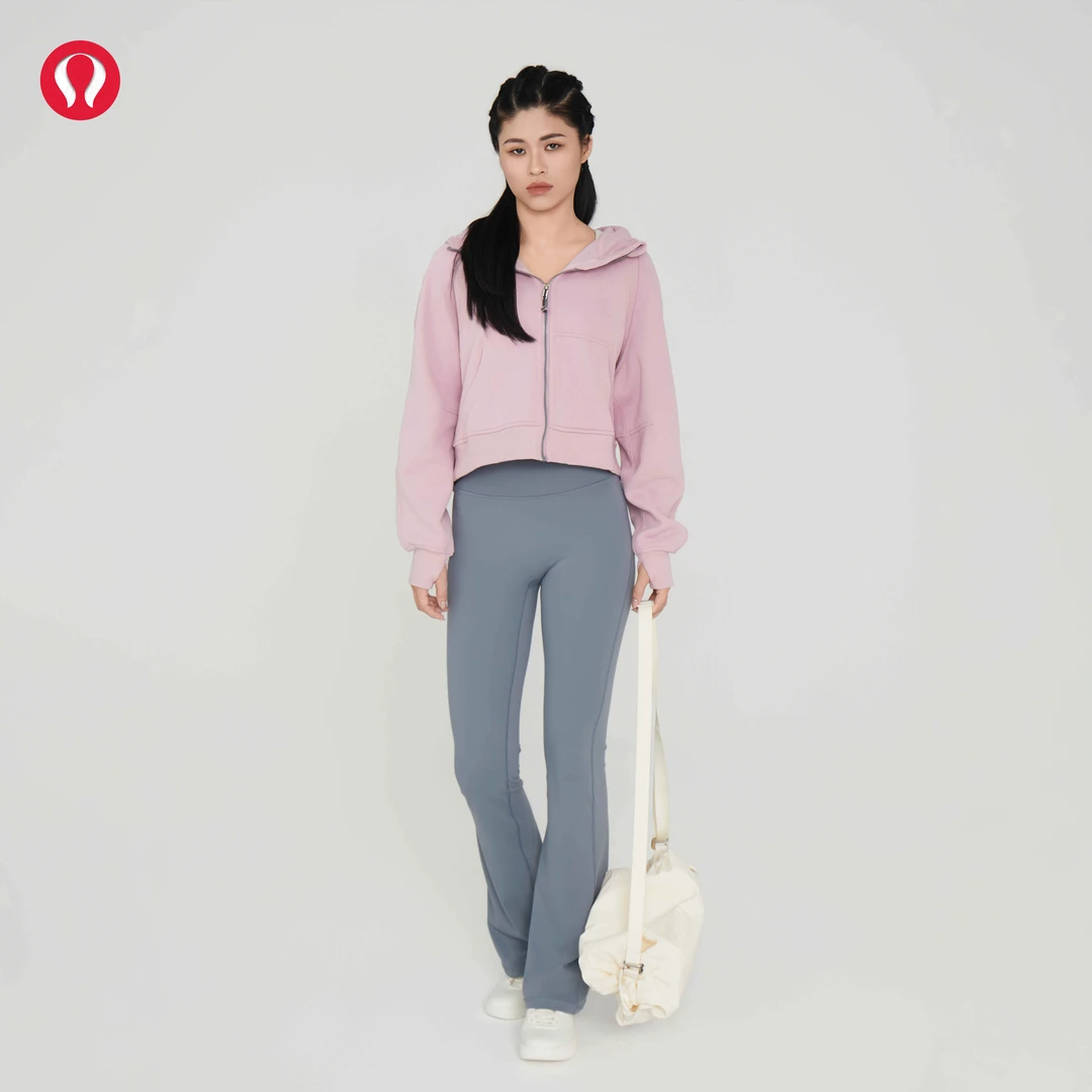 露露首领秋冬宽松开衫拉链连帽卫衣加绒运动外套上衣瑜伽夹克