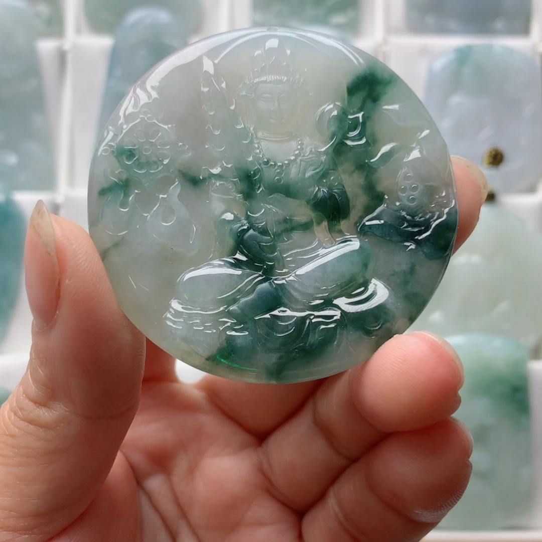 翡翠吊坠(不含链)未镶嵌虎**威虚空藏菩萨