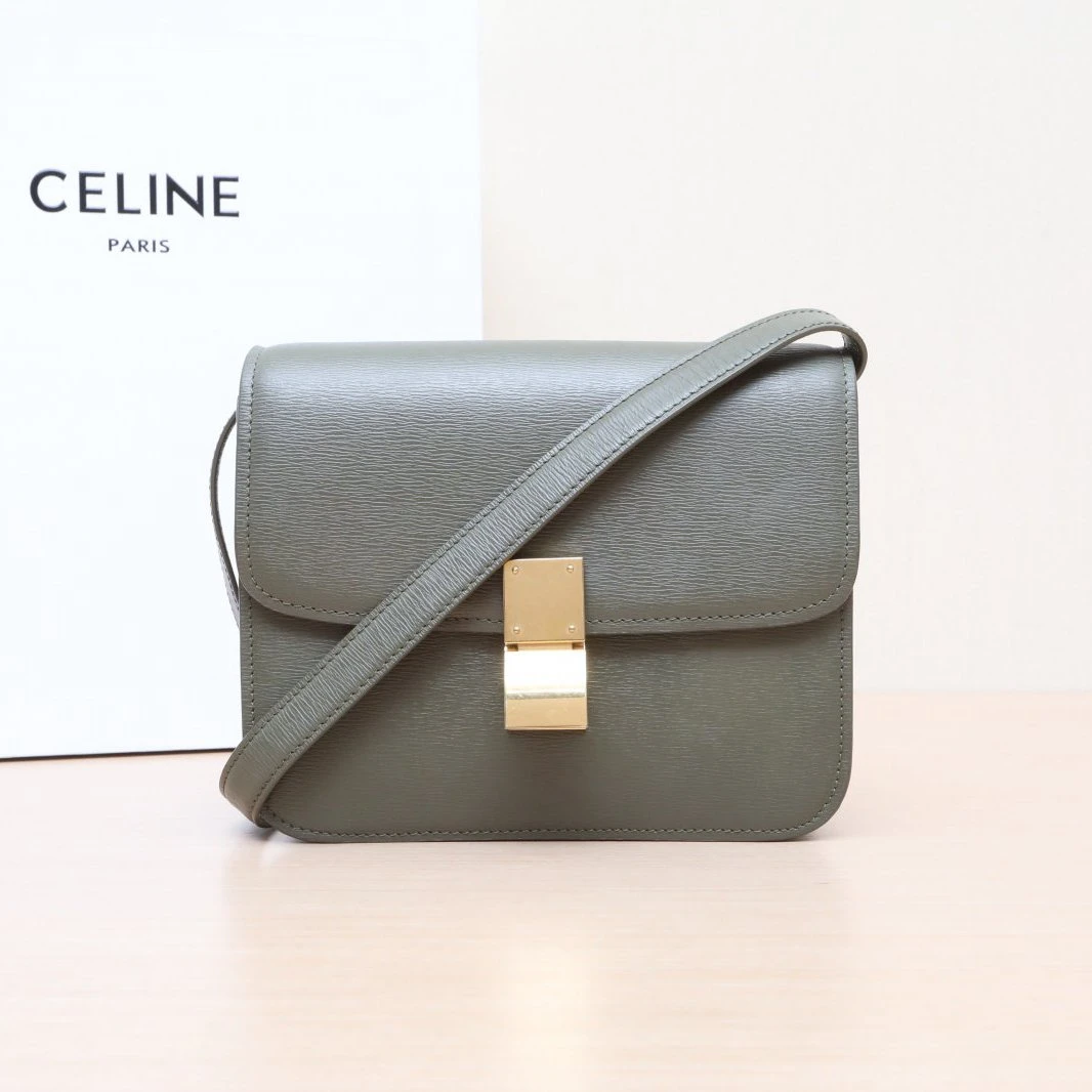 95新 Celine/思琳 -80活动攀攀Classic Box Teen 绿色 皮革C