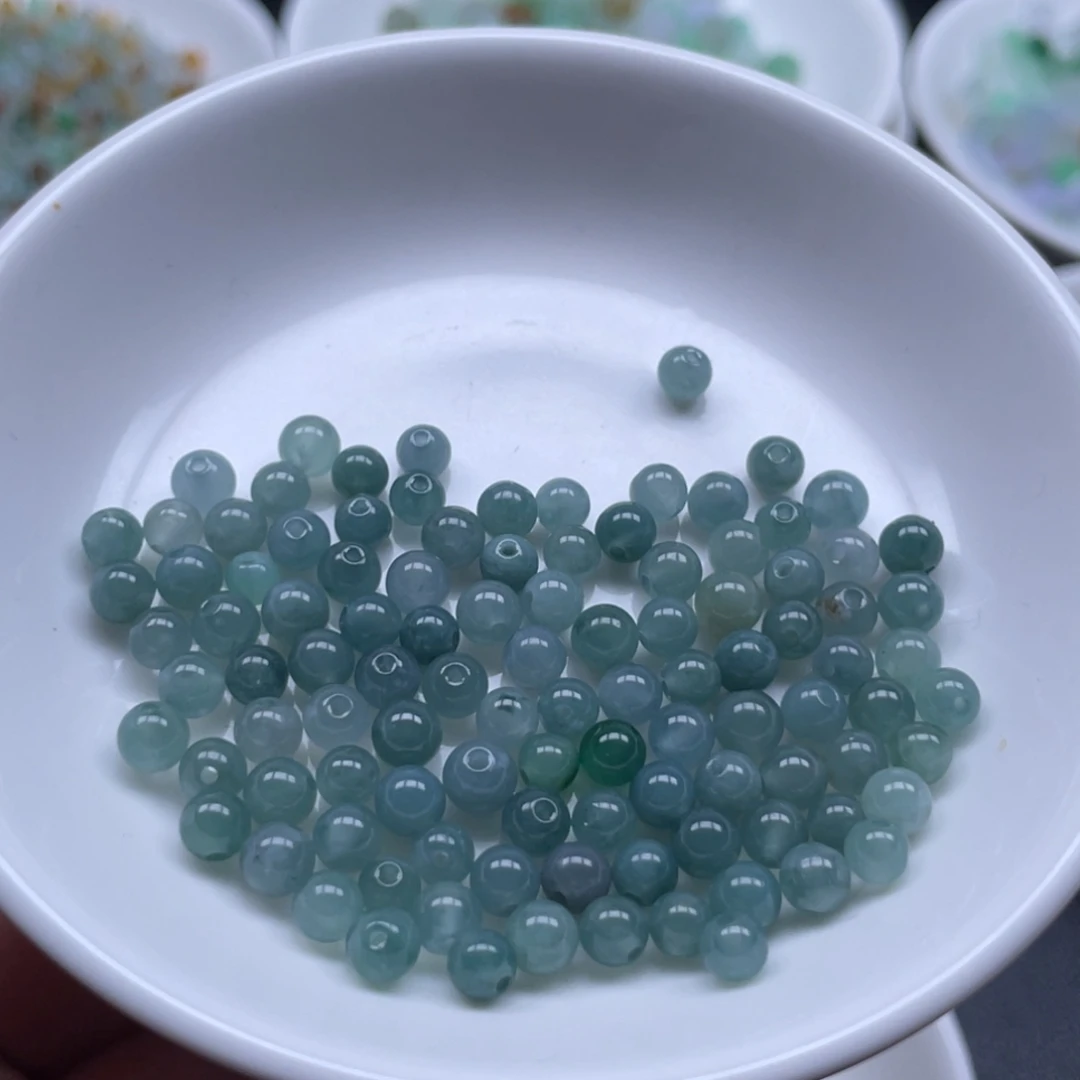 翡翠散珠冰蓝珠子卡4发100