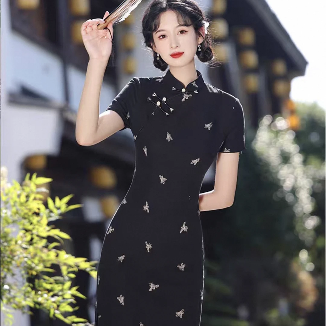 【3313 爆款 黑色小蜜蜂 】显瘦气质修身优雅复古中国风旗袍