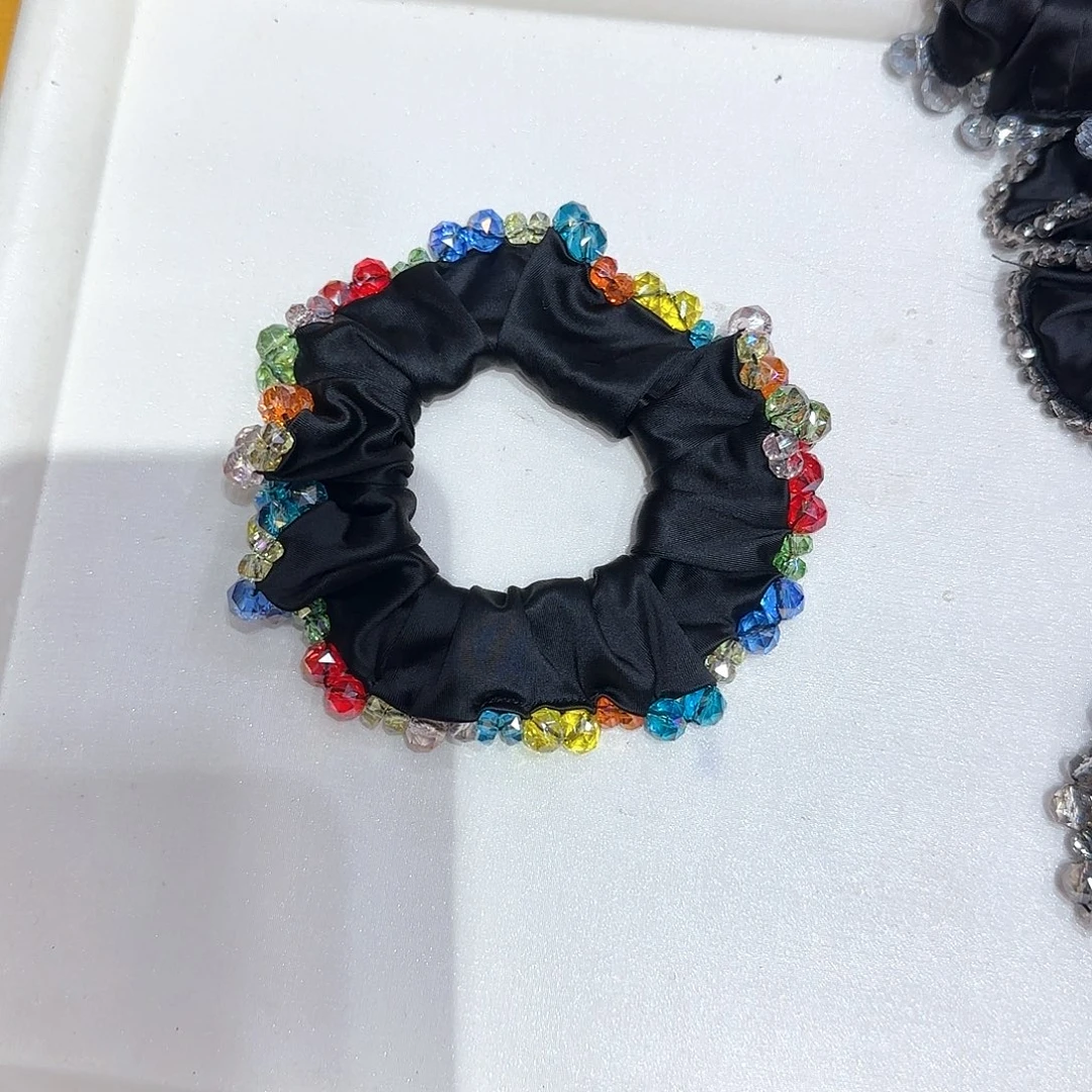 非金属布艺Y06彩色水晶发圈2个