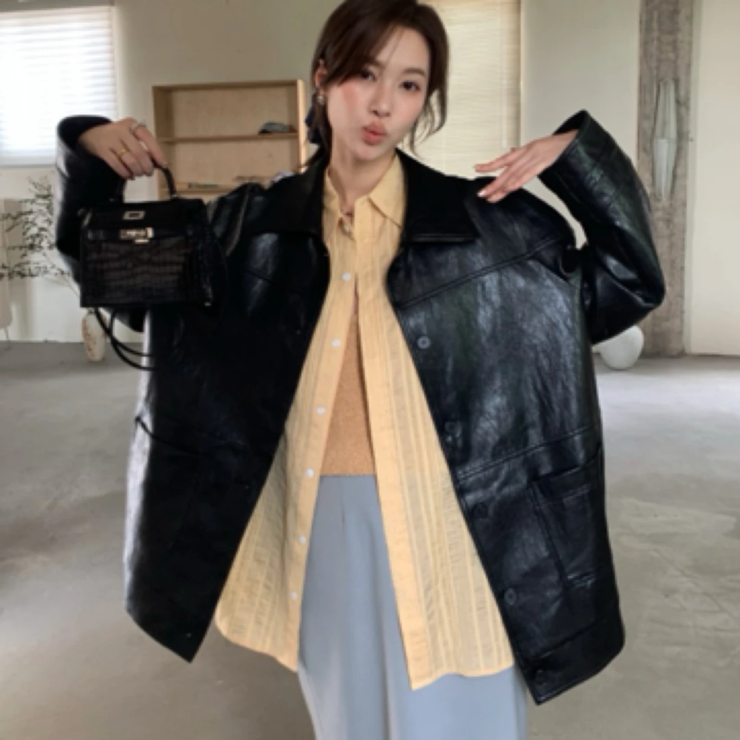 THESE DAY/2025春夏强推好版型自留皮衣 黄色条纹衬衫