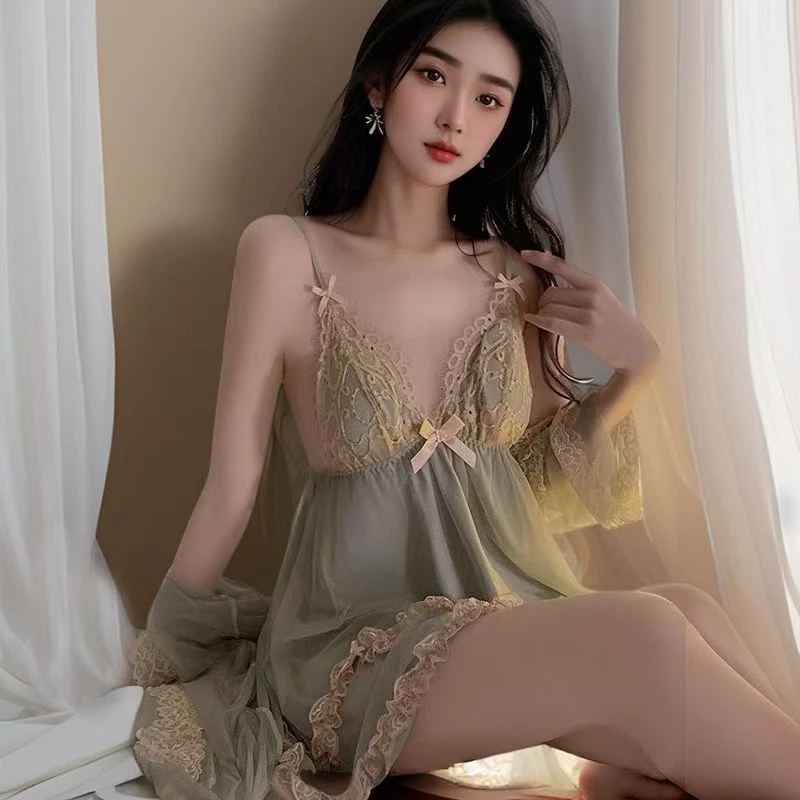 性感通用短裙五分镂空无裤睡裙夏季夏天纯欲风薄款新女装家居睡裙