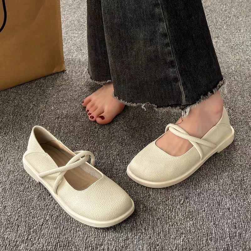 A3707 新款百搭气质方头平底浅口软底玛丽珍单鞋