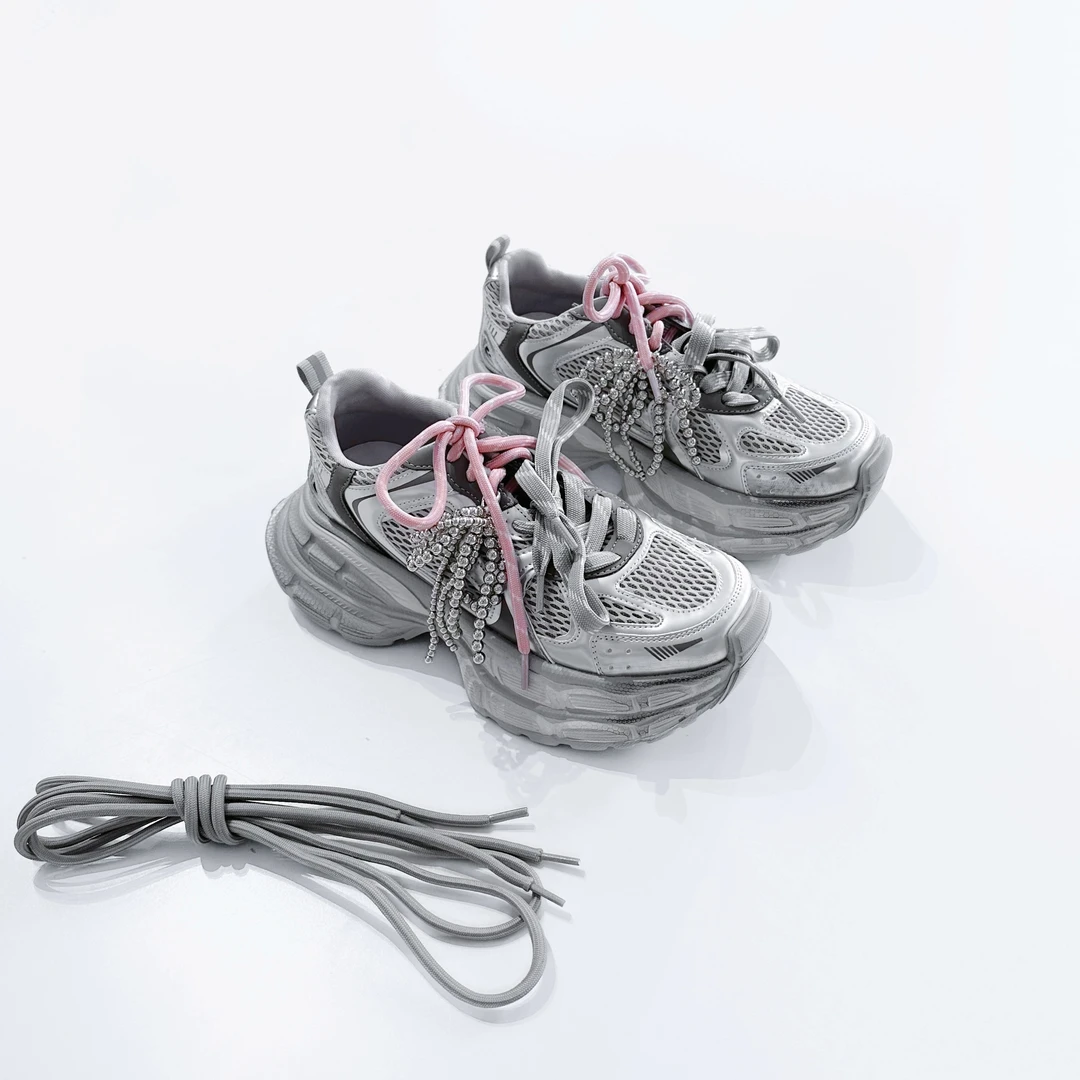 【25春季】银色厚底老爹鞋 A1380