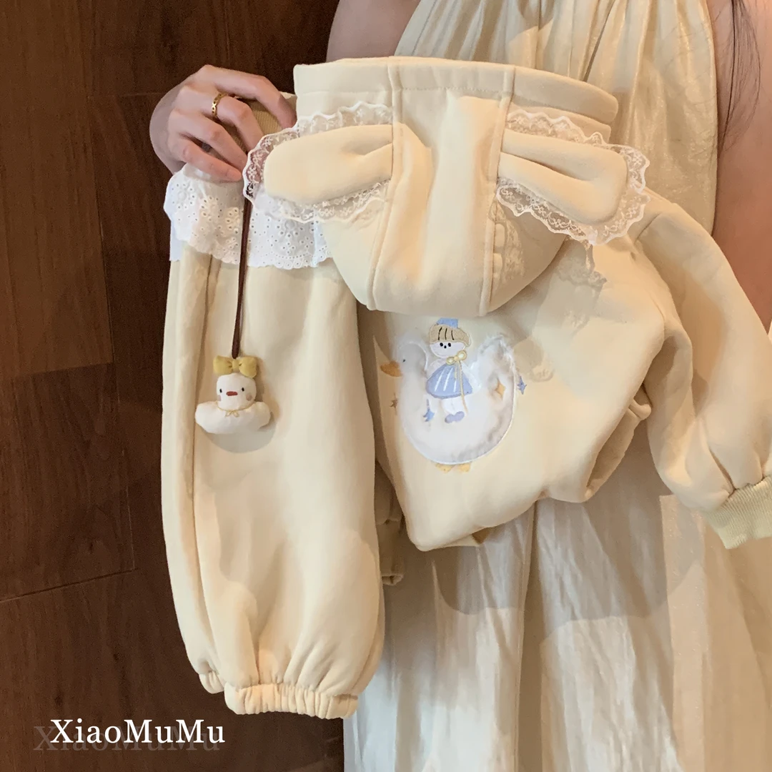 小沐沐女童休闲套装加绒冬2025新款小童女宝宝卫裤外套两件套洋气