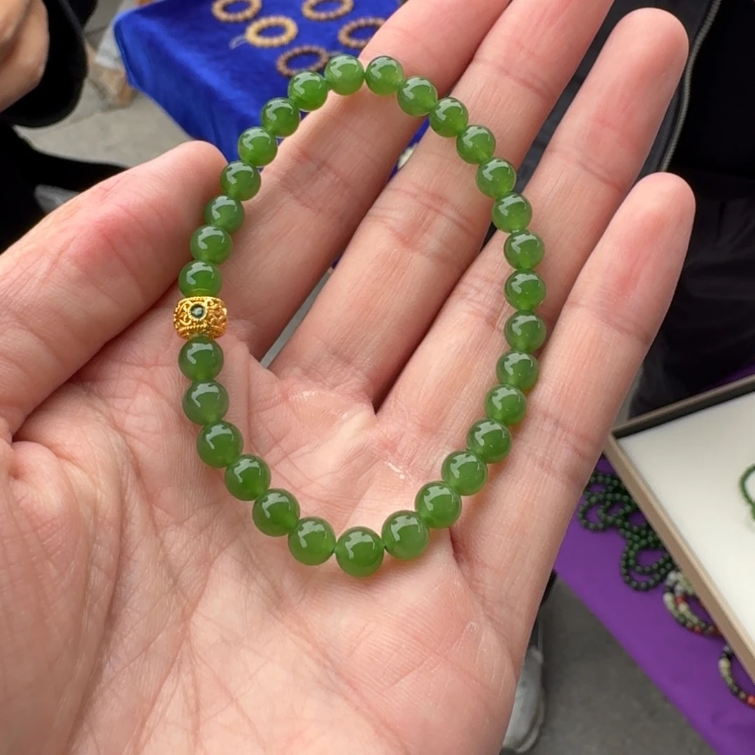 和田玉18K金镶嵌颈饰108冀主任卡6左右