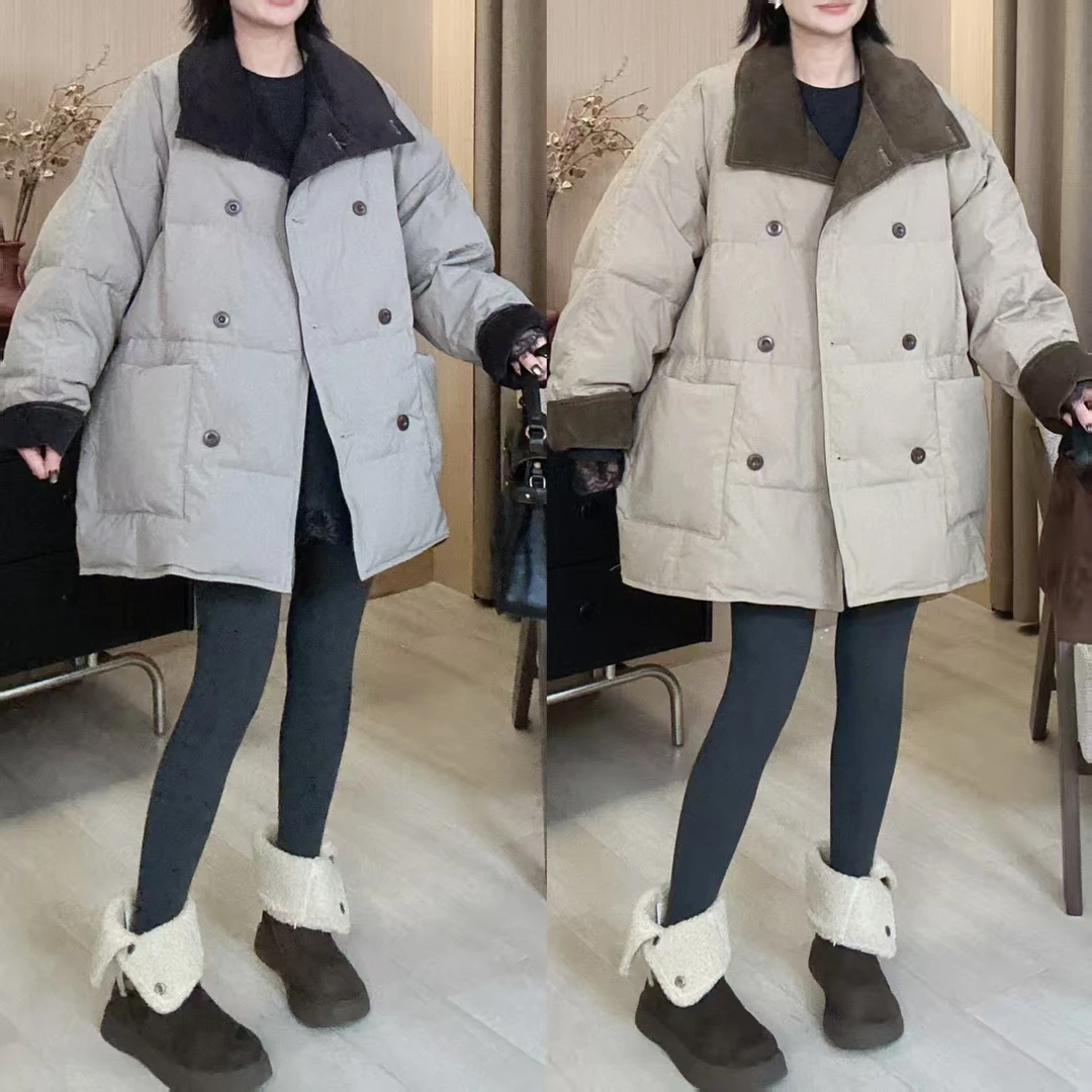 Dayuan 欧货大翻领双排中长扣羽绒外套511037